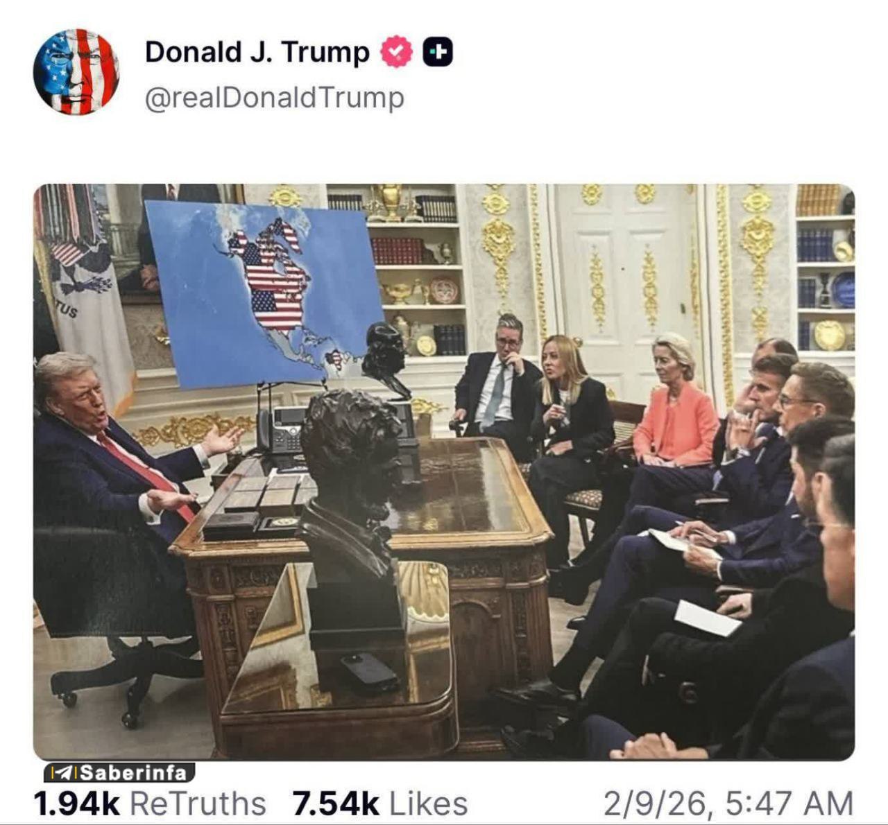 تصویر/ تفریح این روزهای ترامپ؛ مسخره کردن سران اروپا