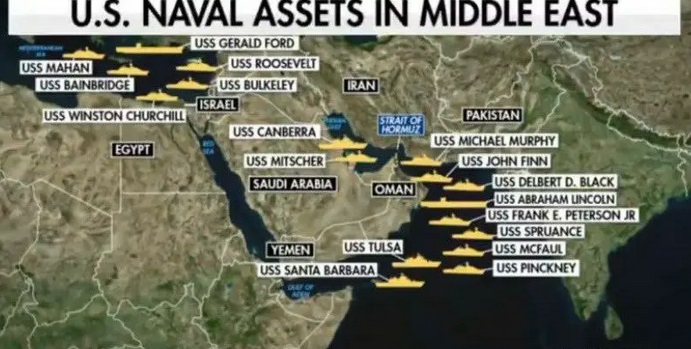 عکس/چینشِ جدید ناوگان دریایی آمریکا در خلیج فارس