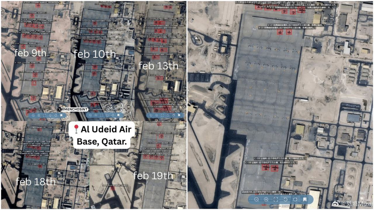 عکس/آمریکا عمده تجهیزات خود را از پایگاه العدید قطر خارج کرد