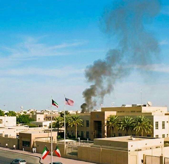 تصویر/هدف قرار گرفتن سفارت آمریکا در کویت