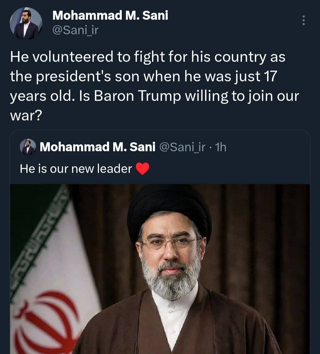 توییت معنادار یک تحلیلگر بین المللی درباره تفاوت فرزند رهبر انقلاب با ترامپ