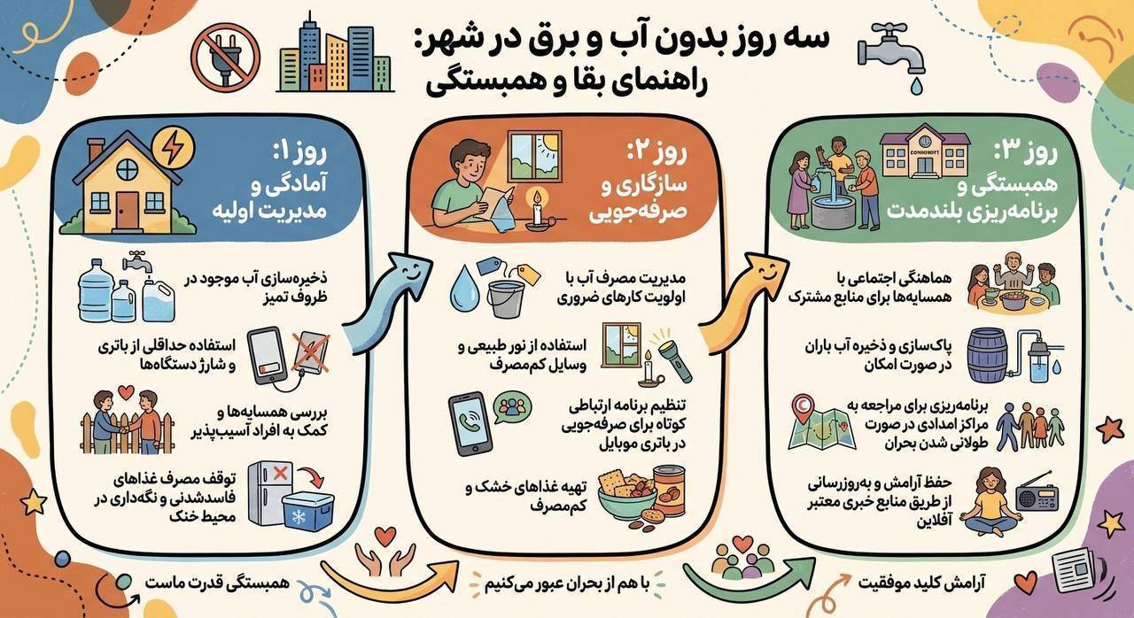 اینفوگرافیک/چگونه سه روز بدون آب و برق  سر کنیم ؟