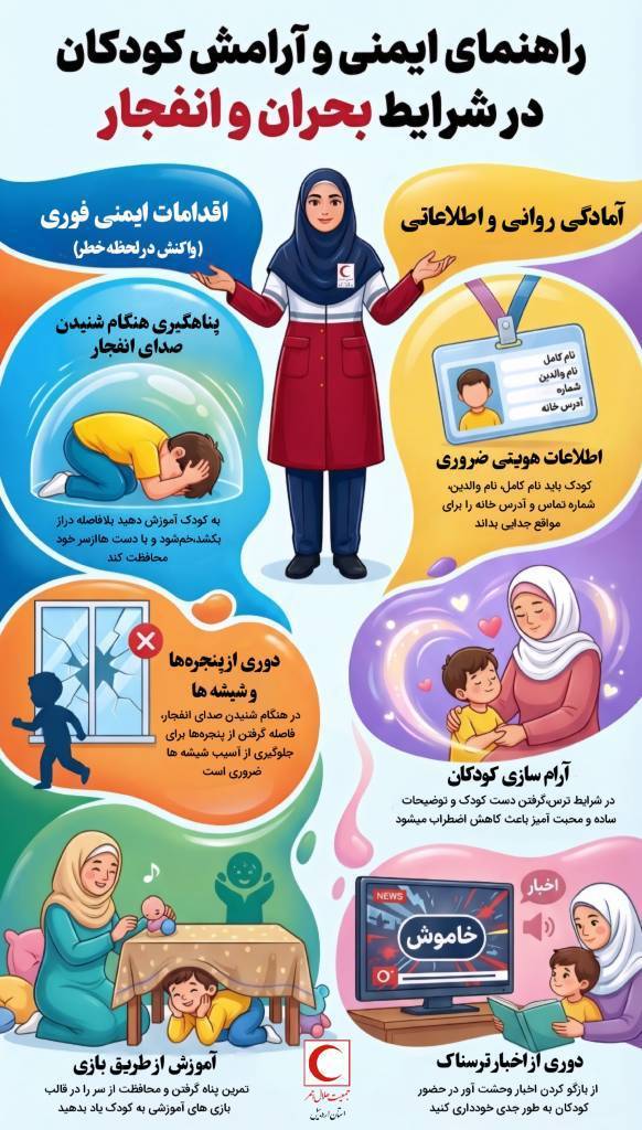 اینفوگرافیک/ راهنمای ایمنی و آرامش کودک در شرایط بحران و انفجار