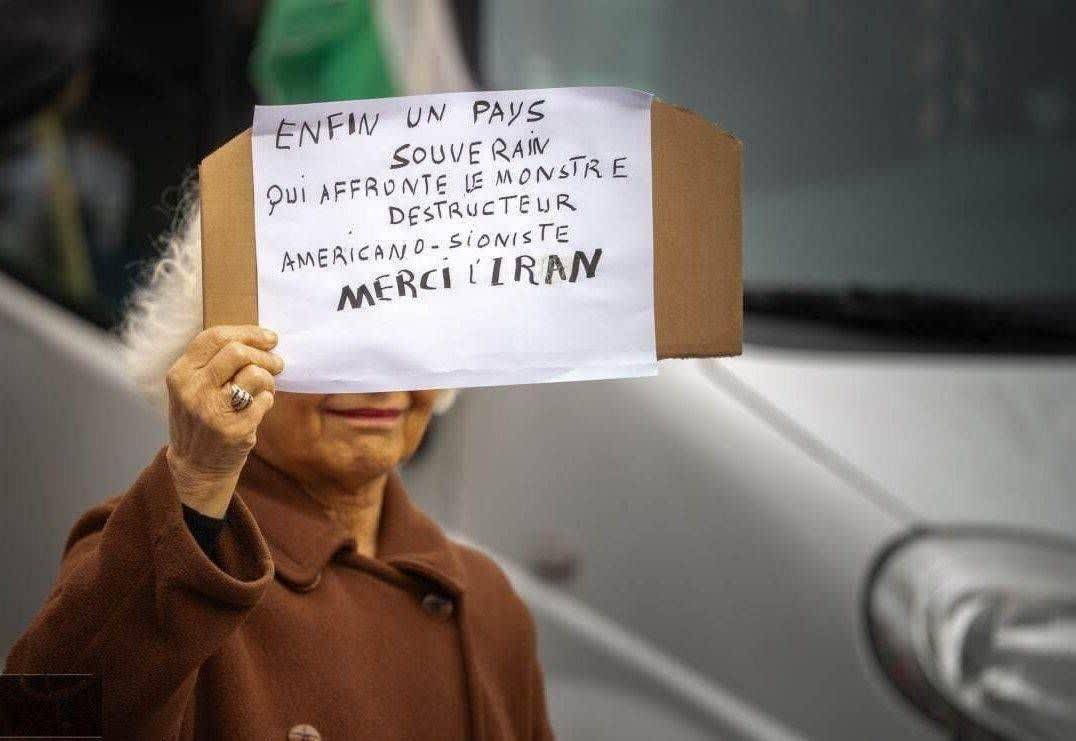 دست نوشته قابل توجه یک زن خارجی در تجمعات فرانسه+عکس