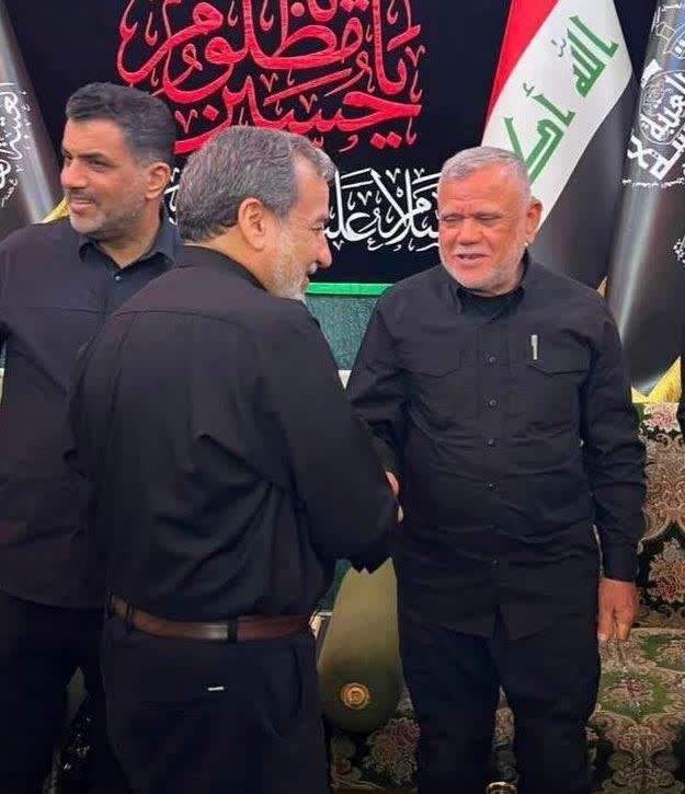 دیدار هادی العامری دبیر کل سازمان بدر عراق و عراقچی در حاشیه مراسم اربعین در کربلا