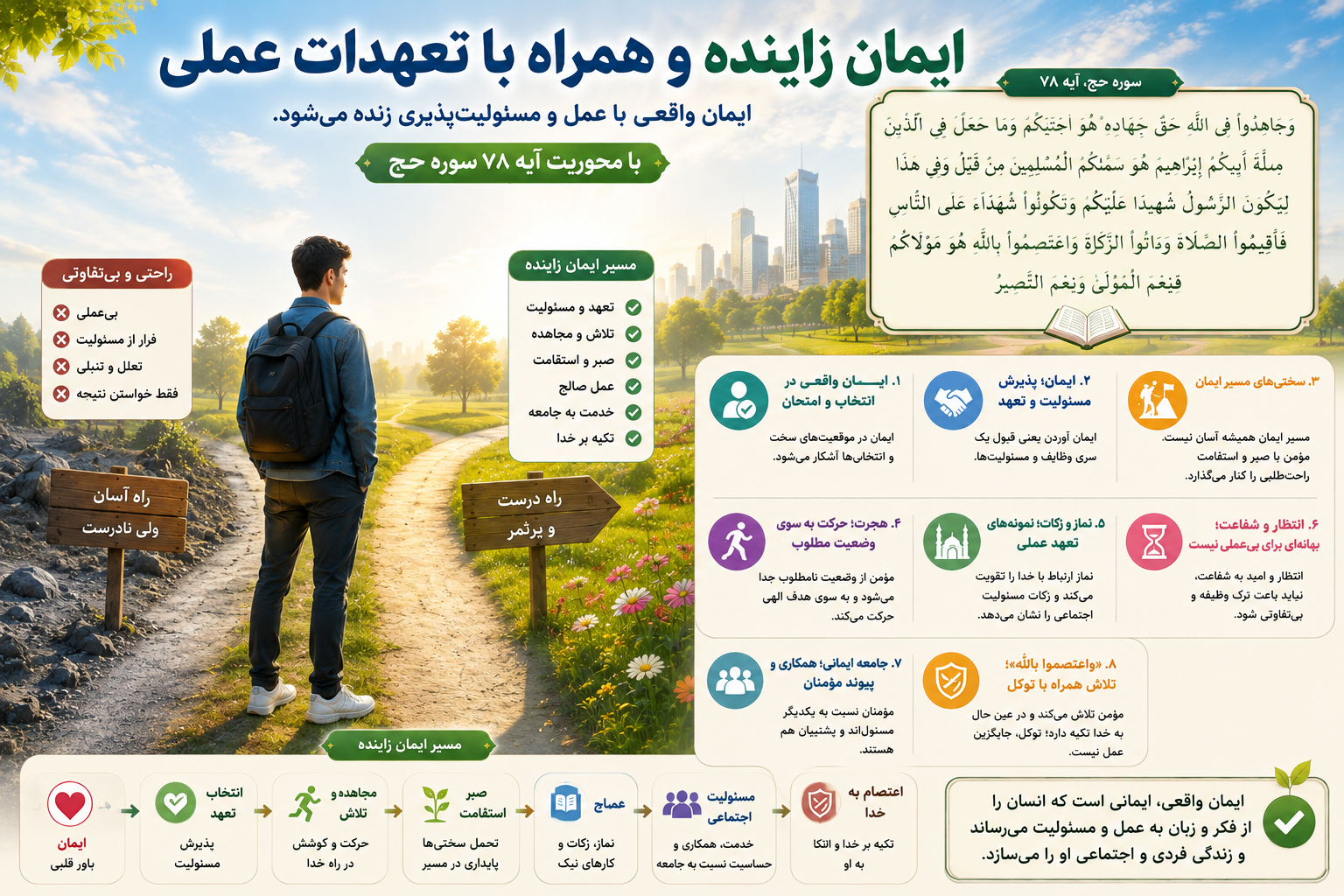 ایمان زاینده و همراه با تعهدات عملی