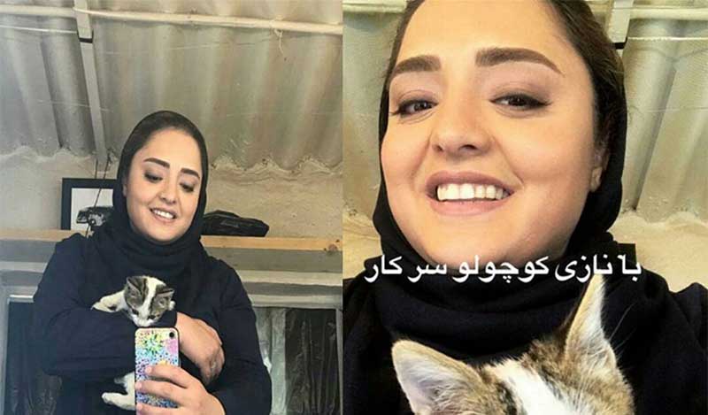 نرگس محمدی هم با گربه اش جنجالی شد! + عکس