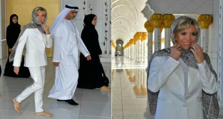 حجاب همسر رئیس جمهور فرانسه درمسجد شیخ زاید ابوظبی! + عکس