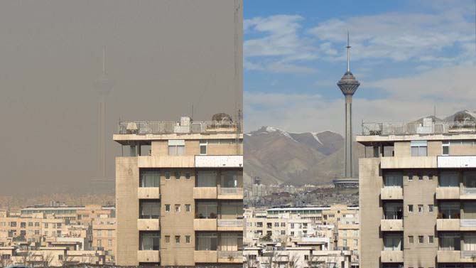 گزارش تصویری/ تهران، قبل و بعد از آلودگی!