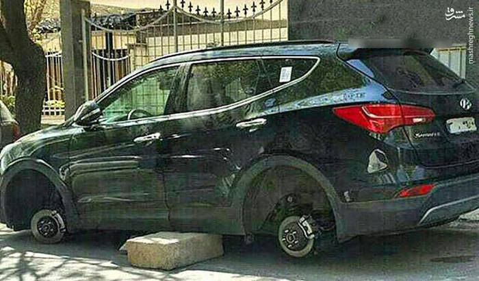 سرقت لاستیک خودروهای لوکس در تهران! + عکس