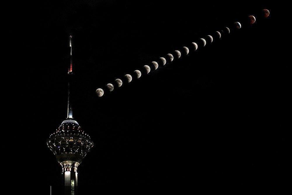 زیباترین تصویر از ماه گرفتگی دیشب + عکس