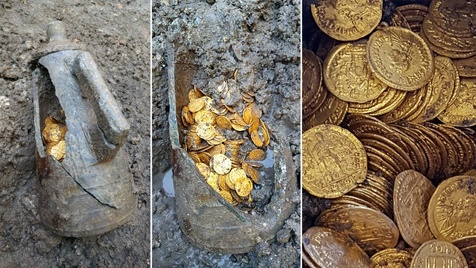 کوزه ای پر از سکه های عتیقه کشف شد+ تصاویر 