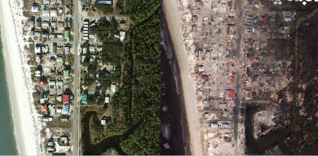 مقایسه قبل و بعد توفان مایکل در آمریکا + عکس
